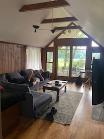 TV area which opens to covered patio.