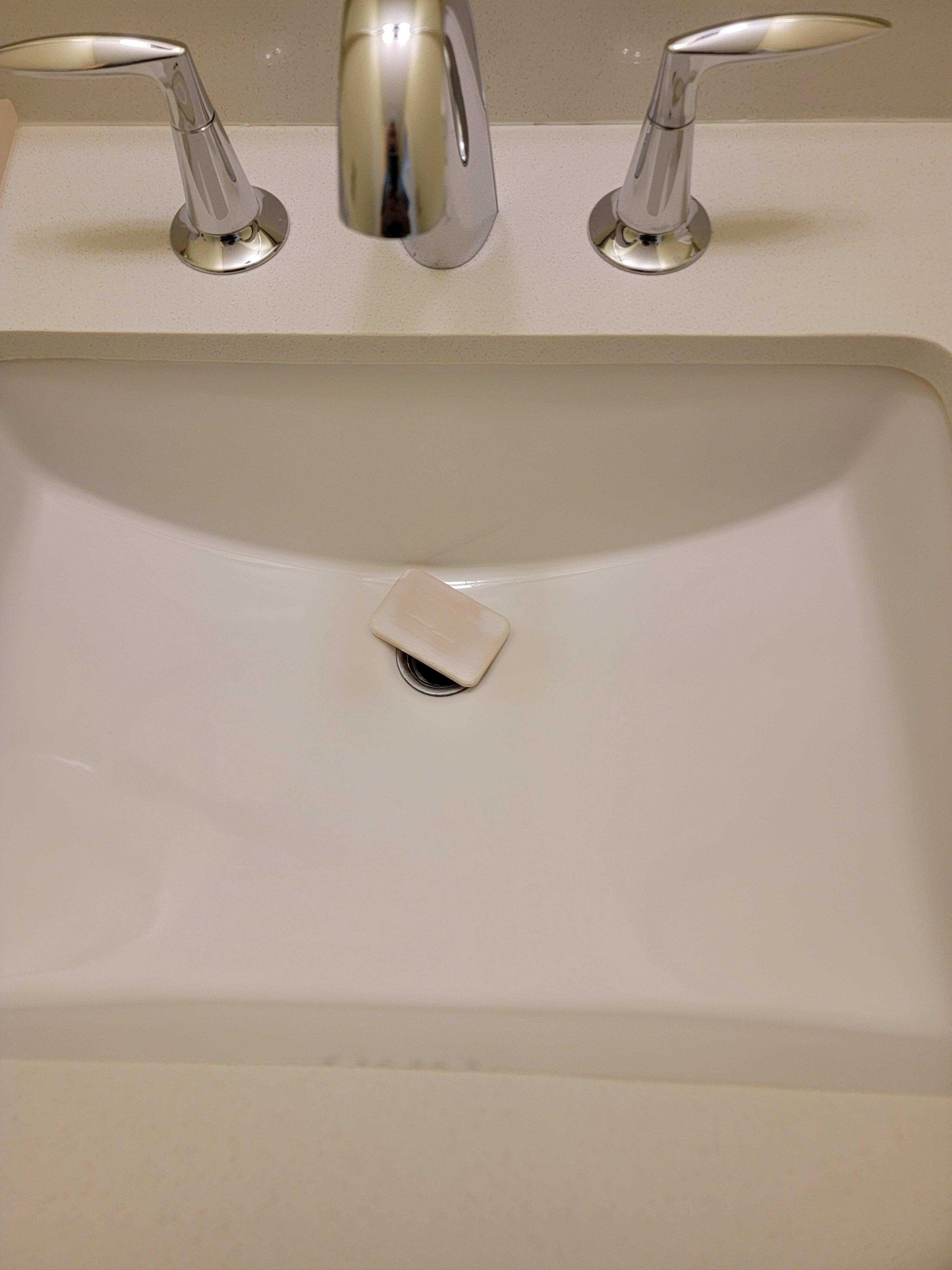 Used soap in bathroom sink