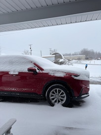 The view from the front door. More snow than was forecast, but the roads were very well cleared by the time we headed out to shop.