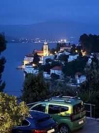 The view from the balcony at night.