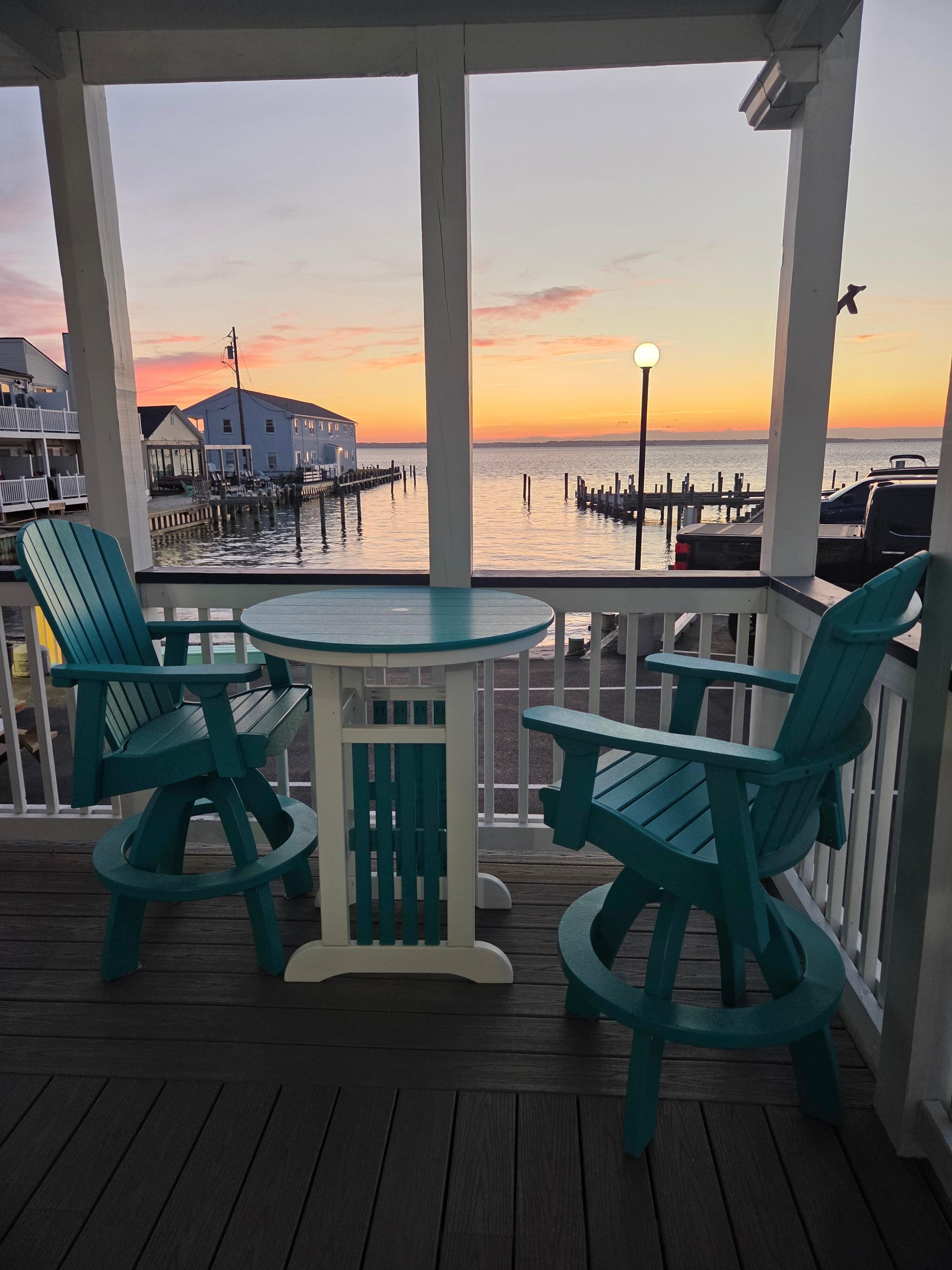 Awesome little porch hangout for coffee or wine!