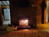 Cozy fireplace.