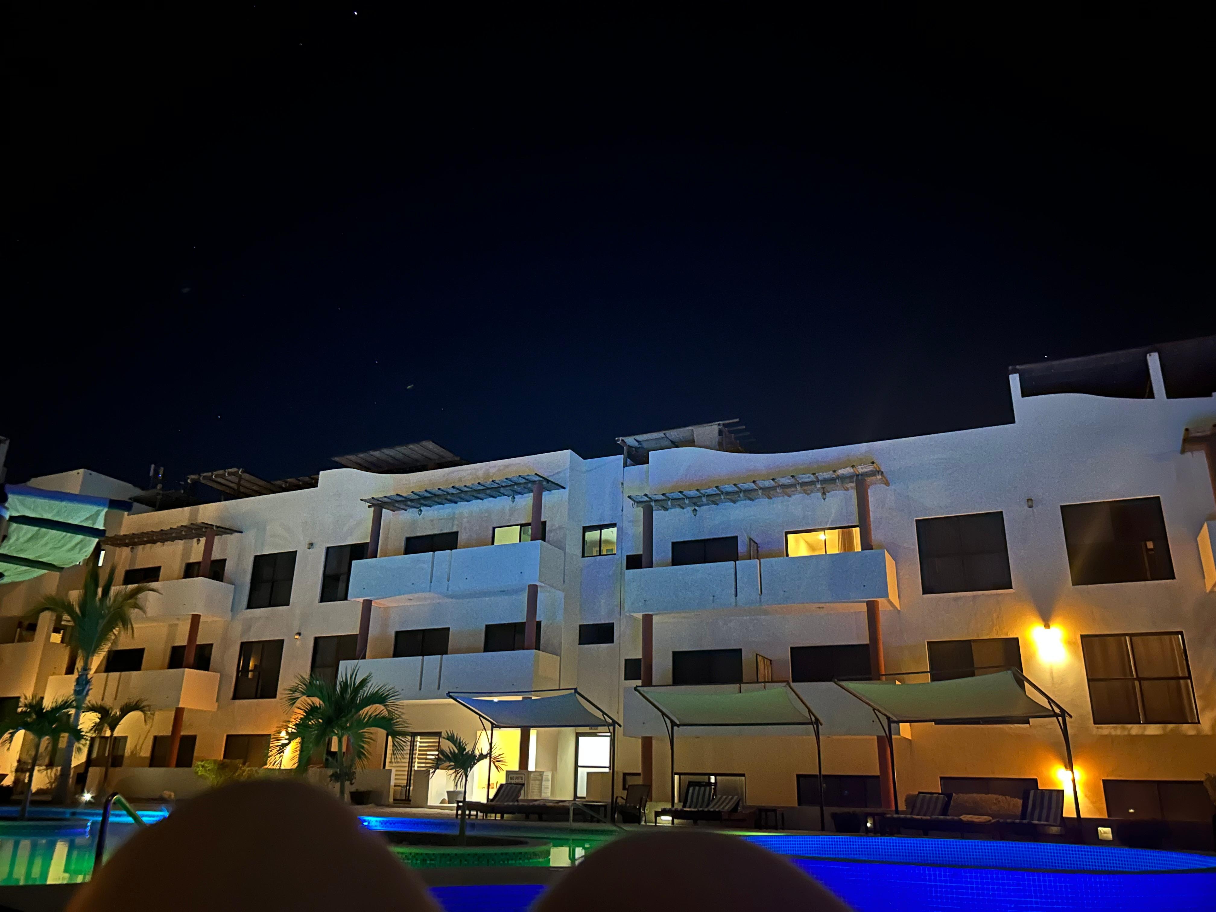 Quiet poolside in the evening 