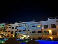 Quiet poolside in the evening