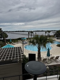 Room 2204 view of bridge leading to beach and activities