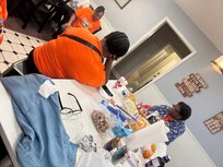 Enjoying the spacious kitchen