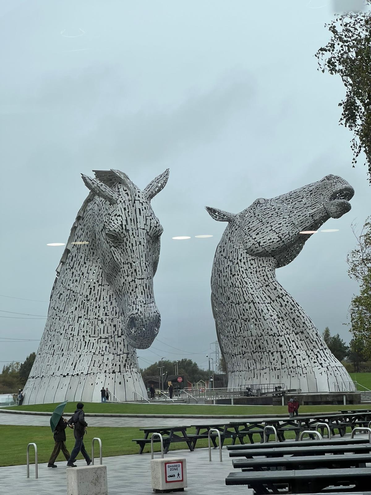 The Kelpies are better seen at night when they are lit up    