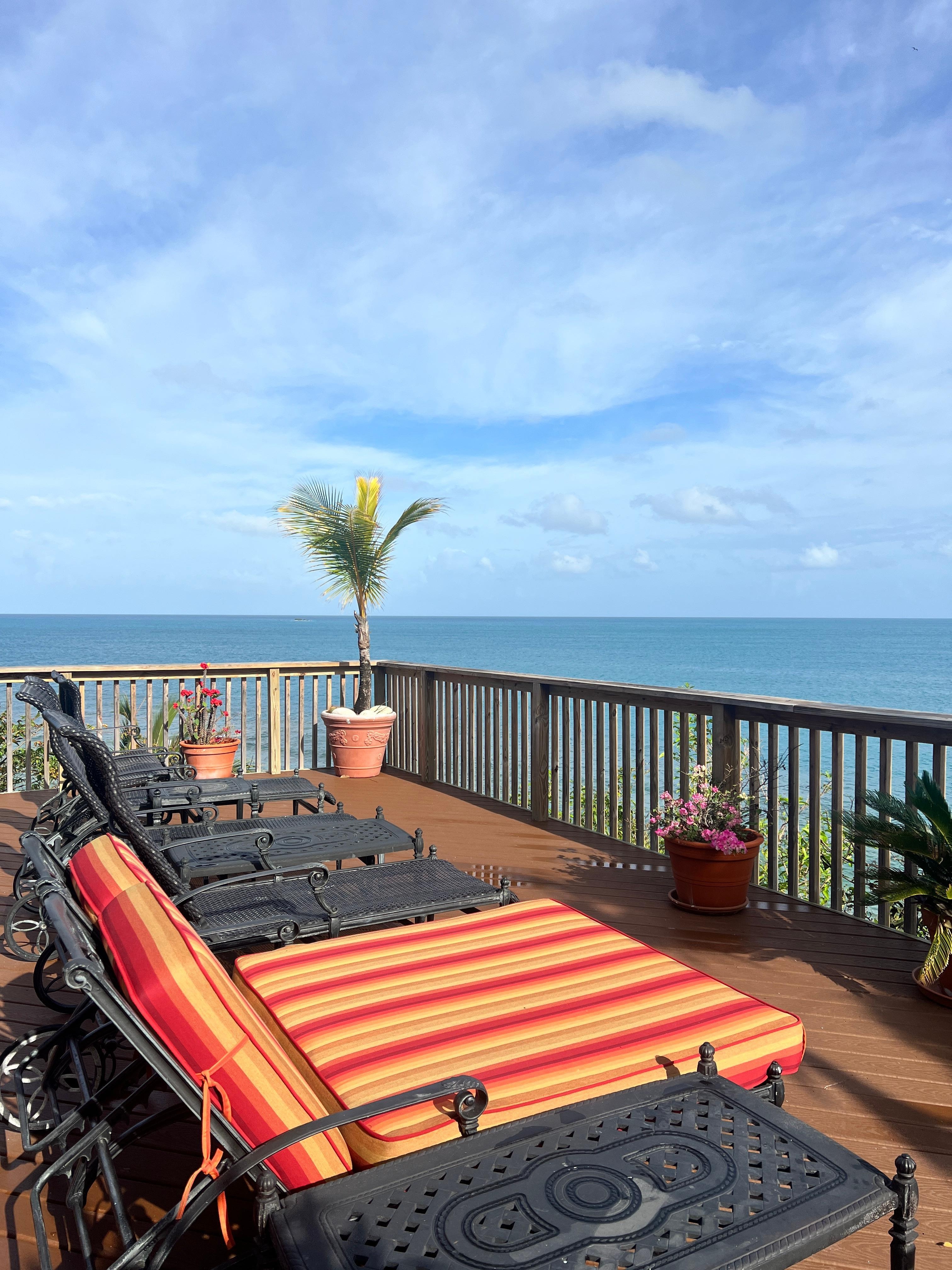 Outdoor furniture on the open deck