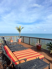 Outdoor furniture on the open deck