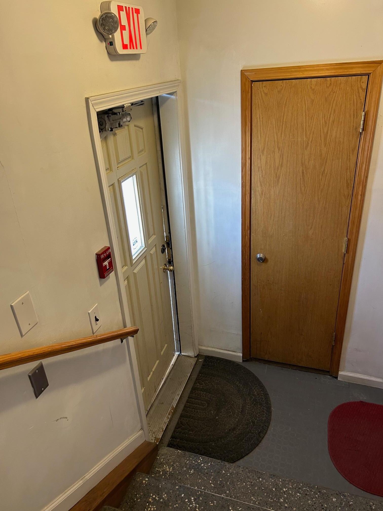 Entryway. Not secured.