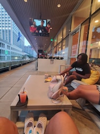 Me amd the grandkids on the balcony relaxing