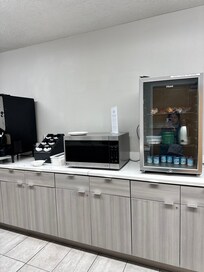 Muffins and yogurt in fridge