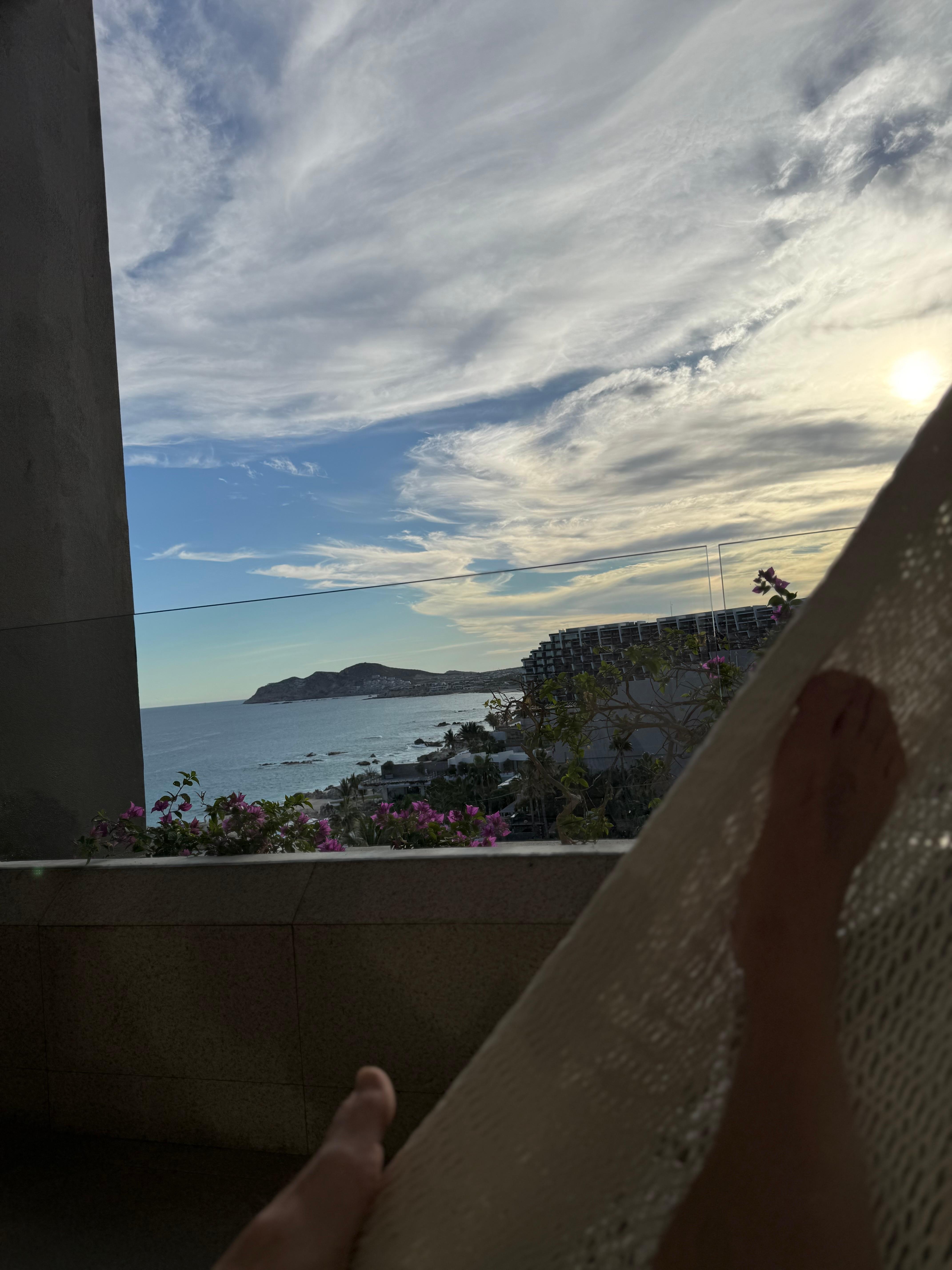Relax in the hammock at dusk.