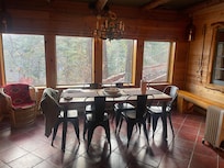 Very nice, large kitchen table for family.