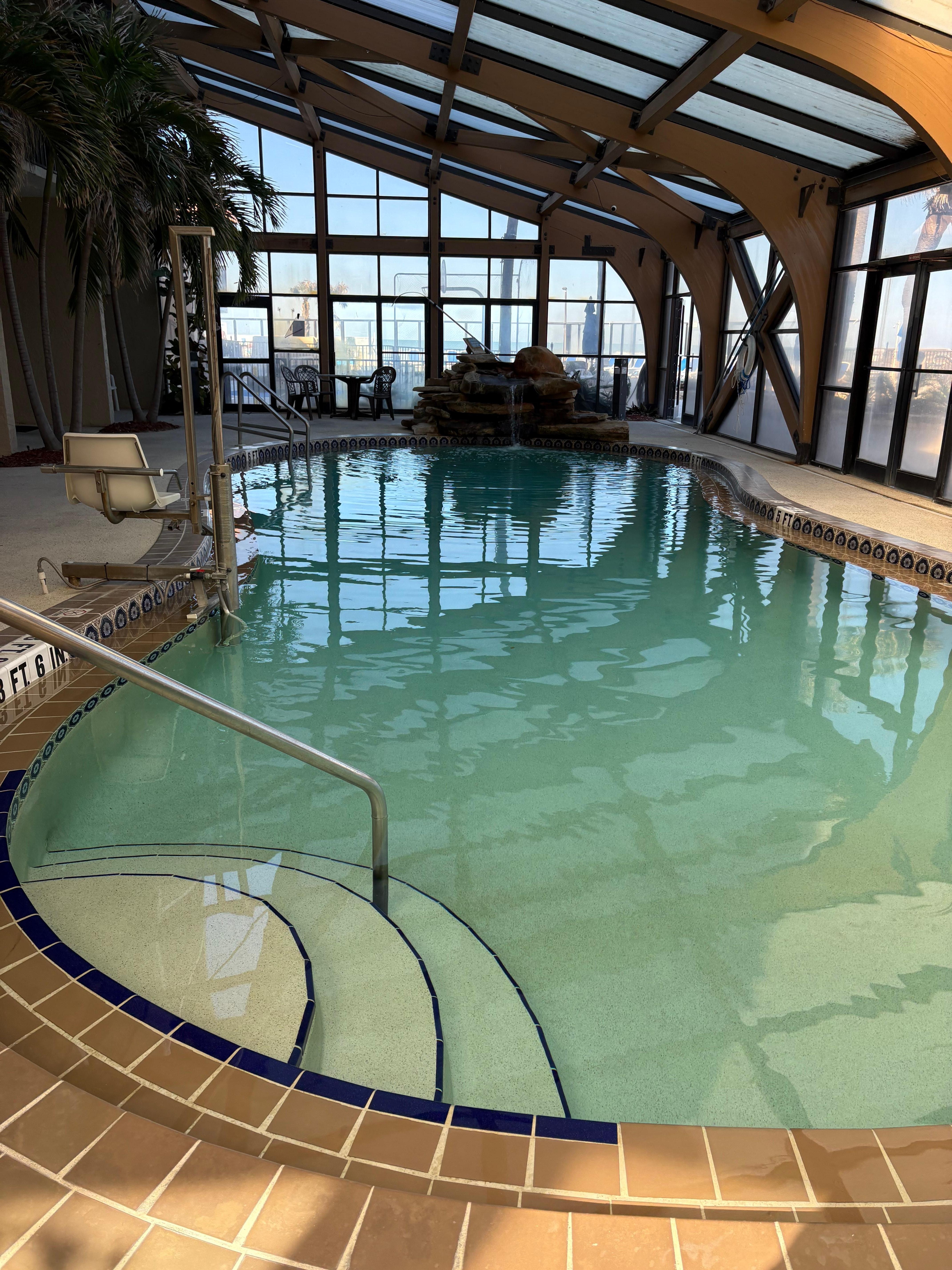 Has indoor heated pool and outdoor hot tub