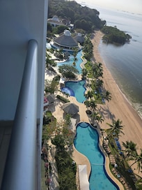 Ocean view with pools below.