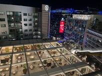Balcony view overlooking hotel restaurant