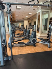 Well-equipped and spacious gym at the spa.