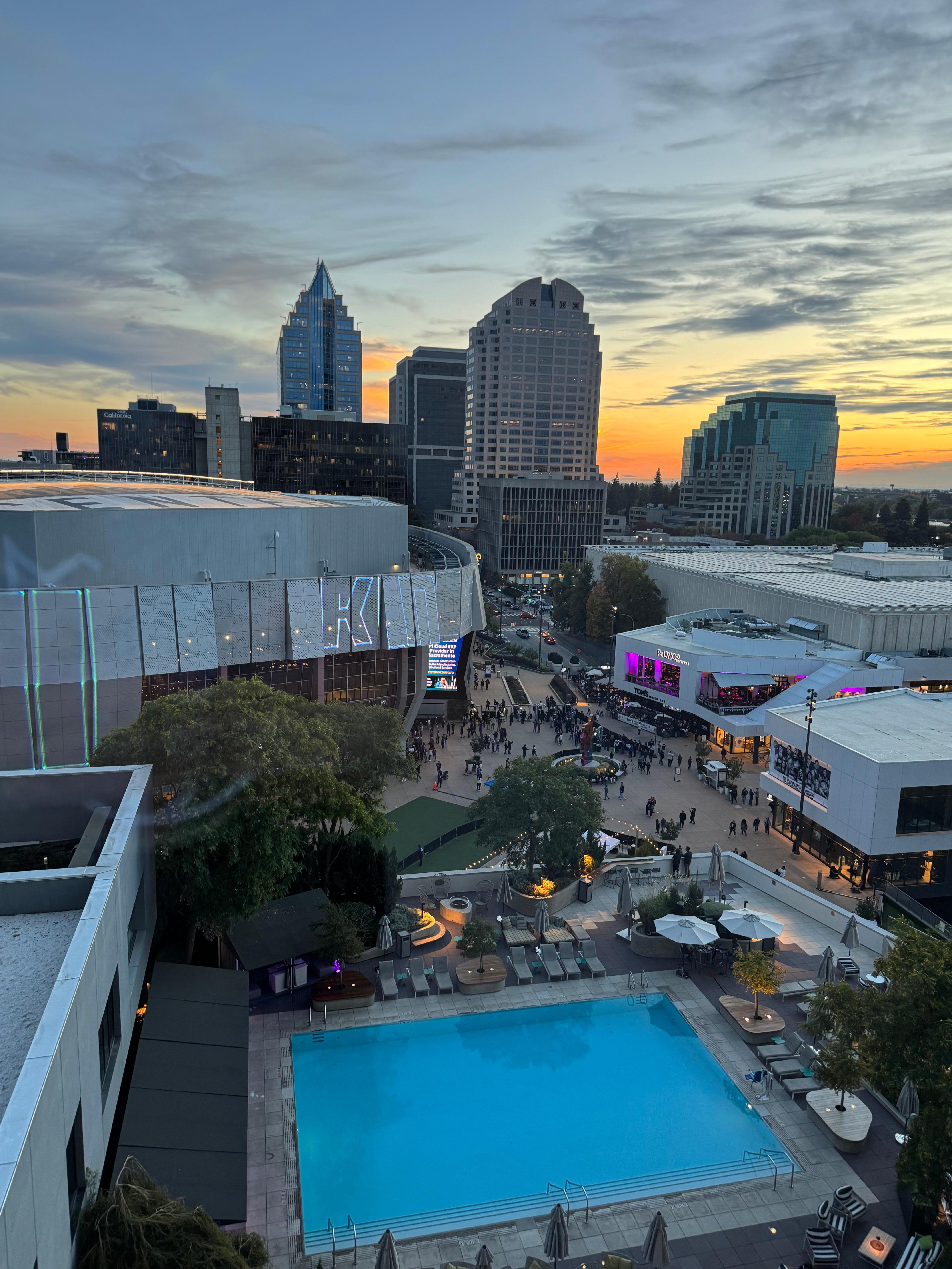 View at Dusk of Golden 1 Center