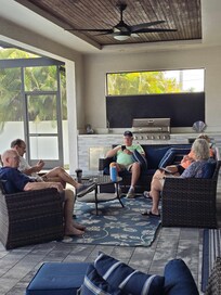 Our favorite place to relax, pool side patio.