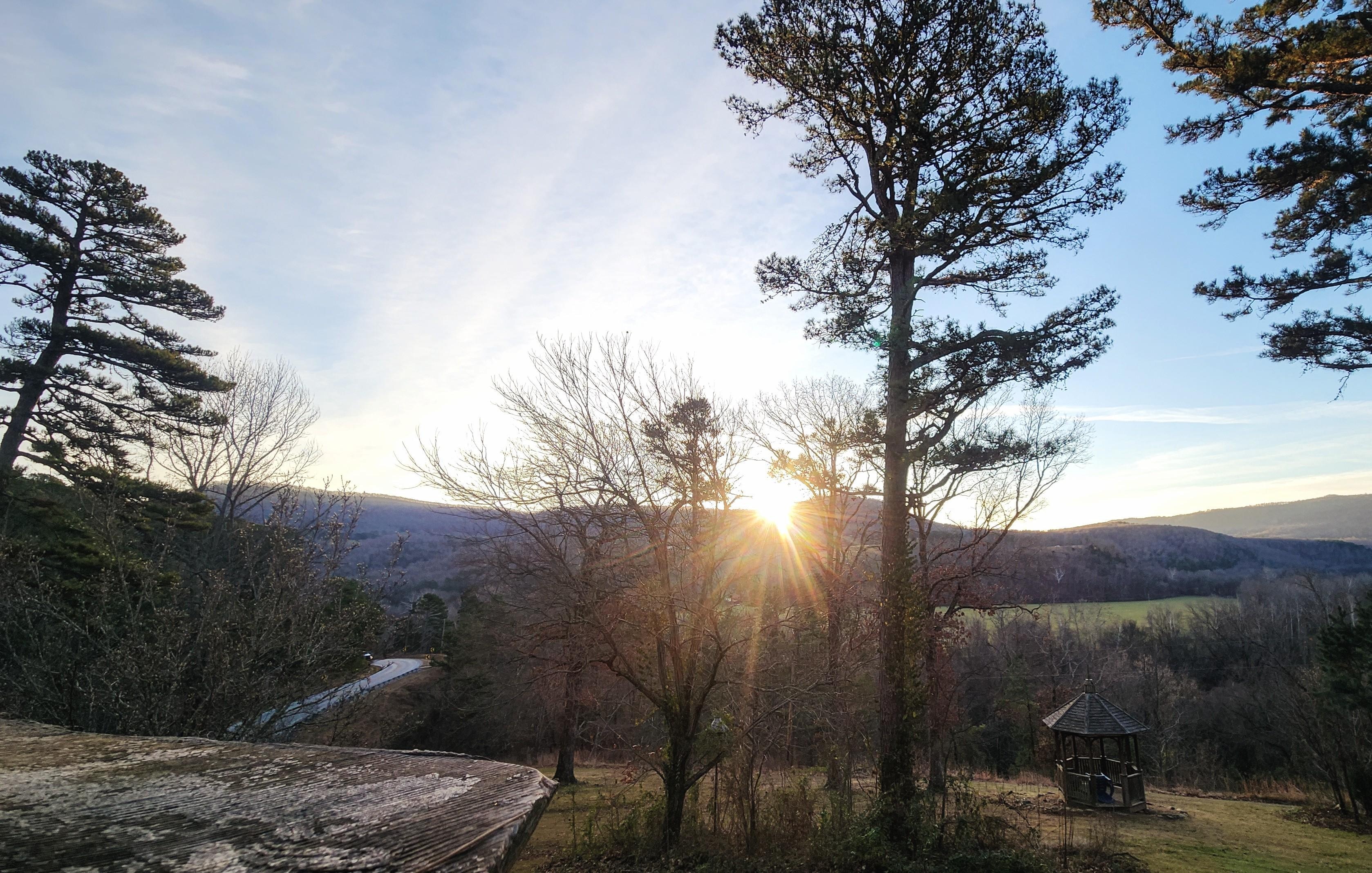 Watching the amazing sunrise from the front porch.