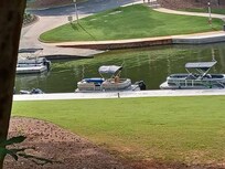 View from out unit to the marina and our pontoon boat.