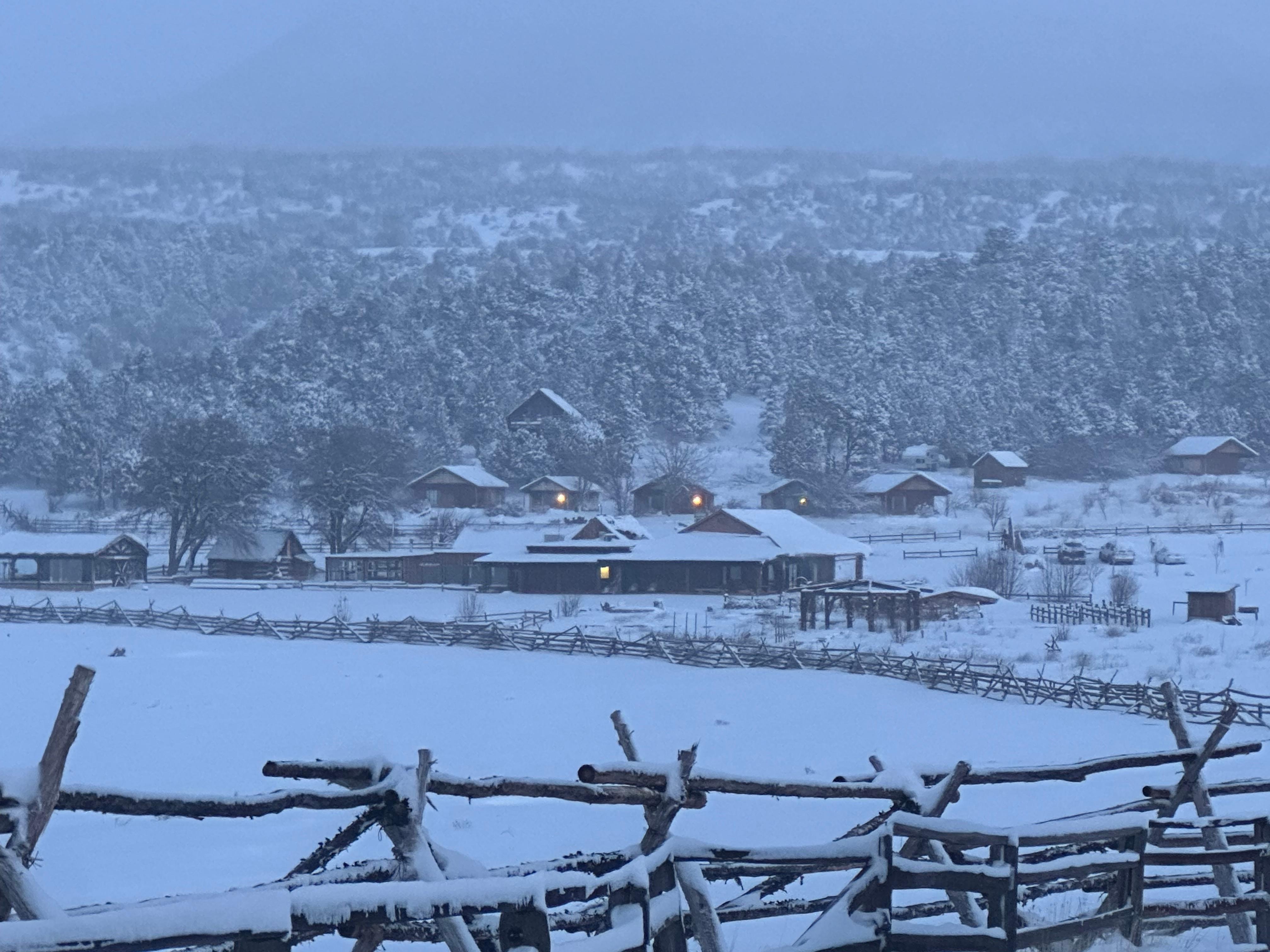 Zion Mountain Ranch after a beautiful night of snow.