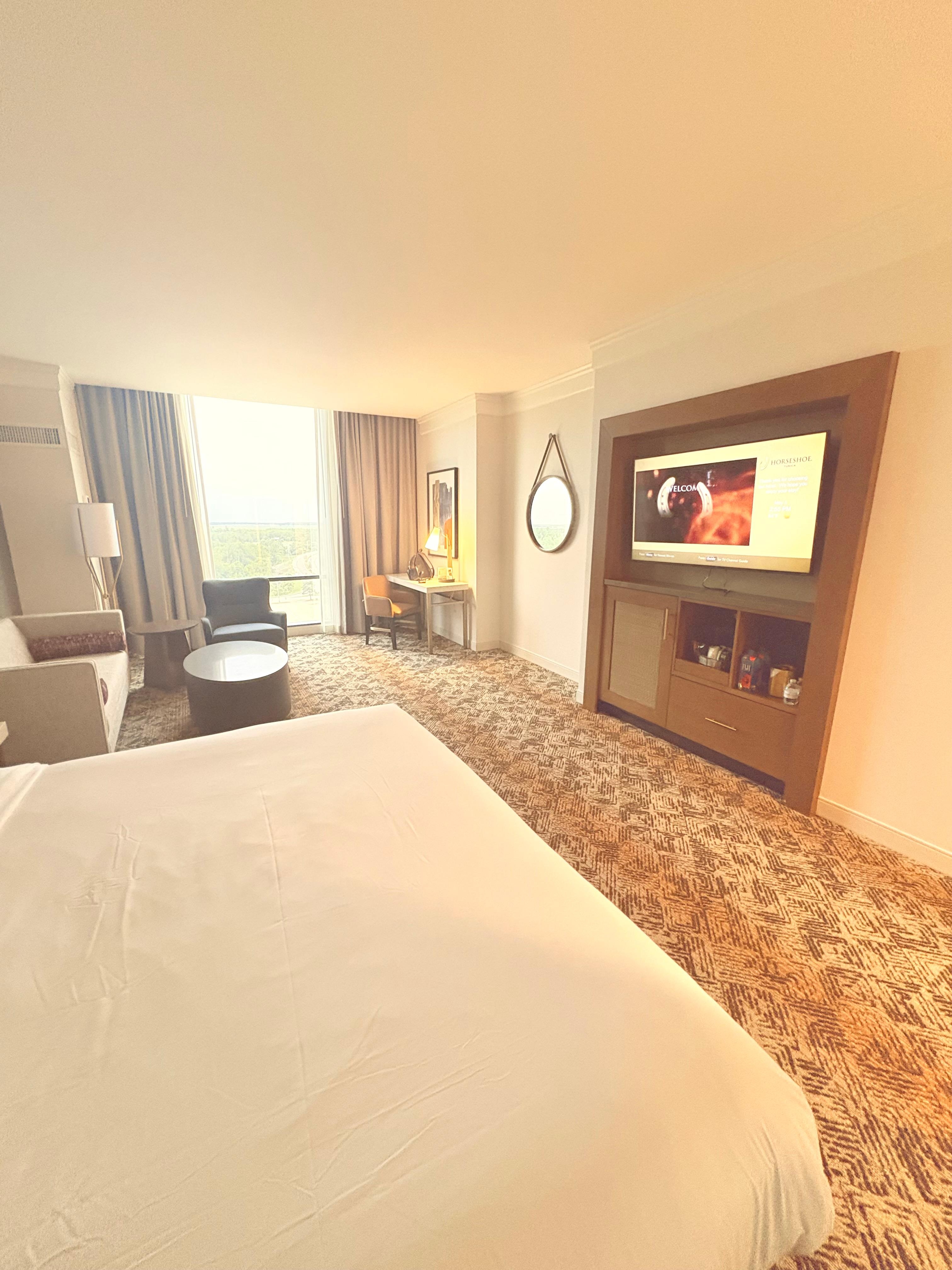 Tv, mini fridge and coffee maker 