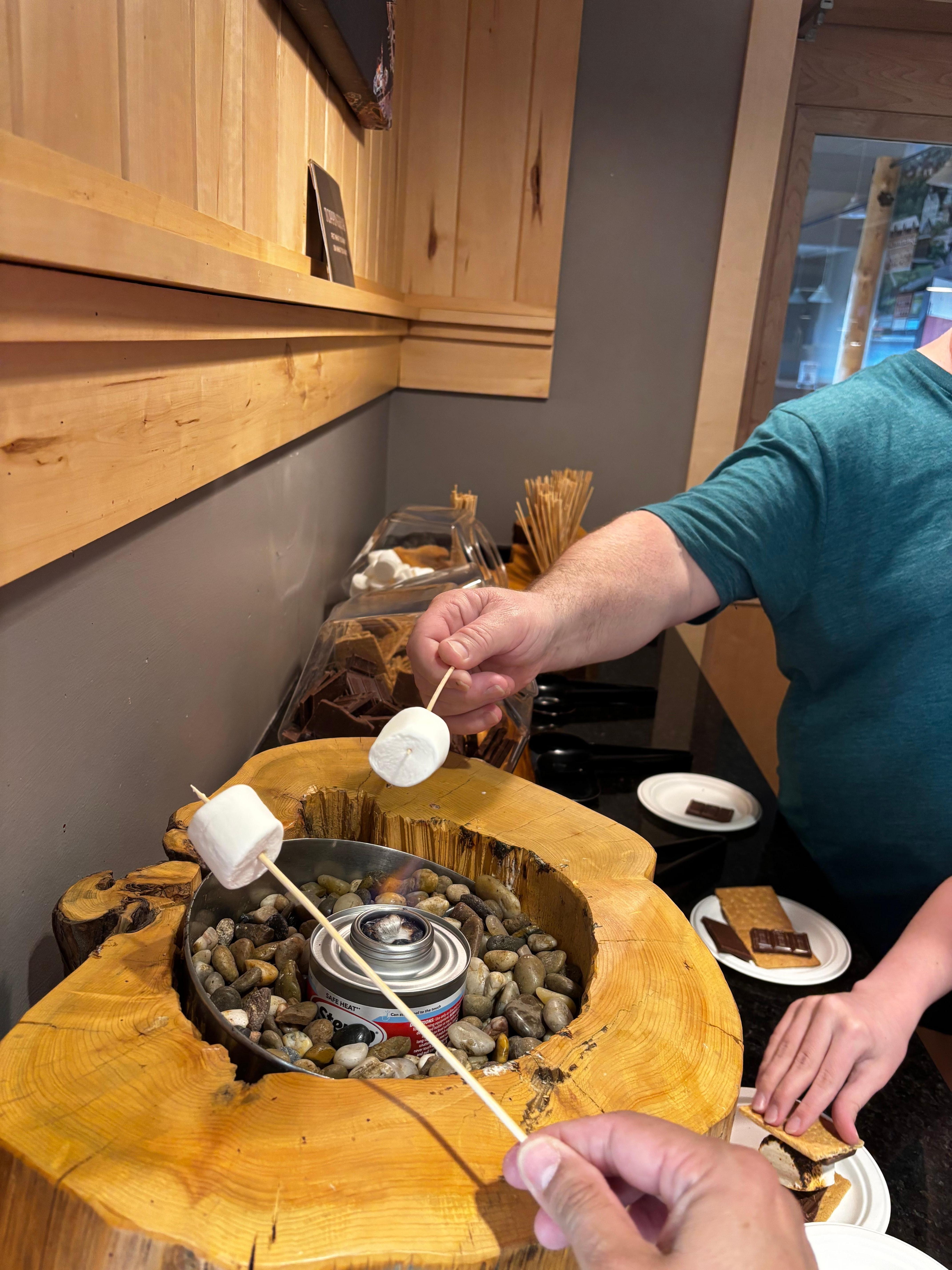 Indoor s’mores, in the warmer weather they have an outdoor fire pit 