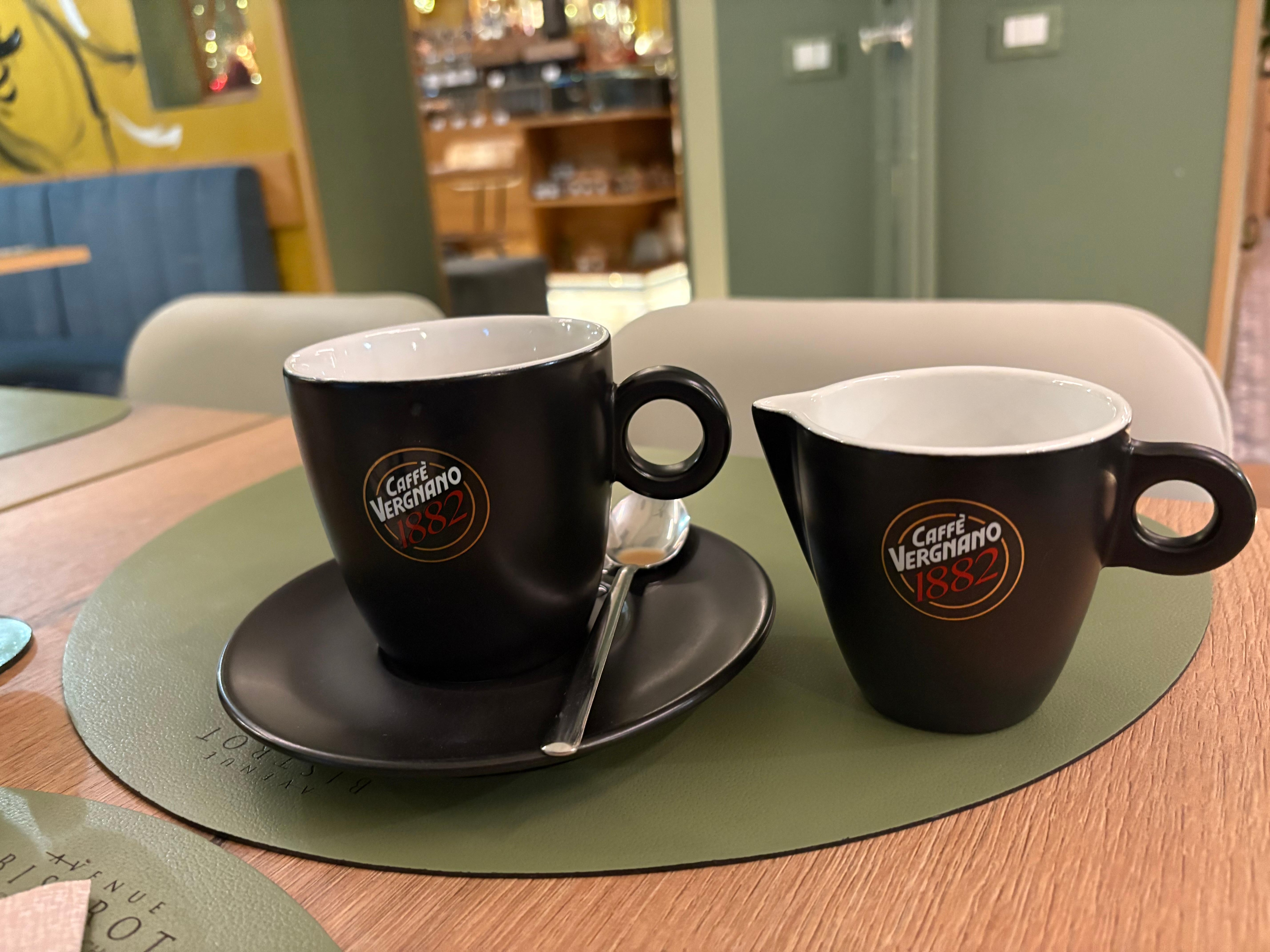 My excellent coffee  at breakfast 