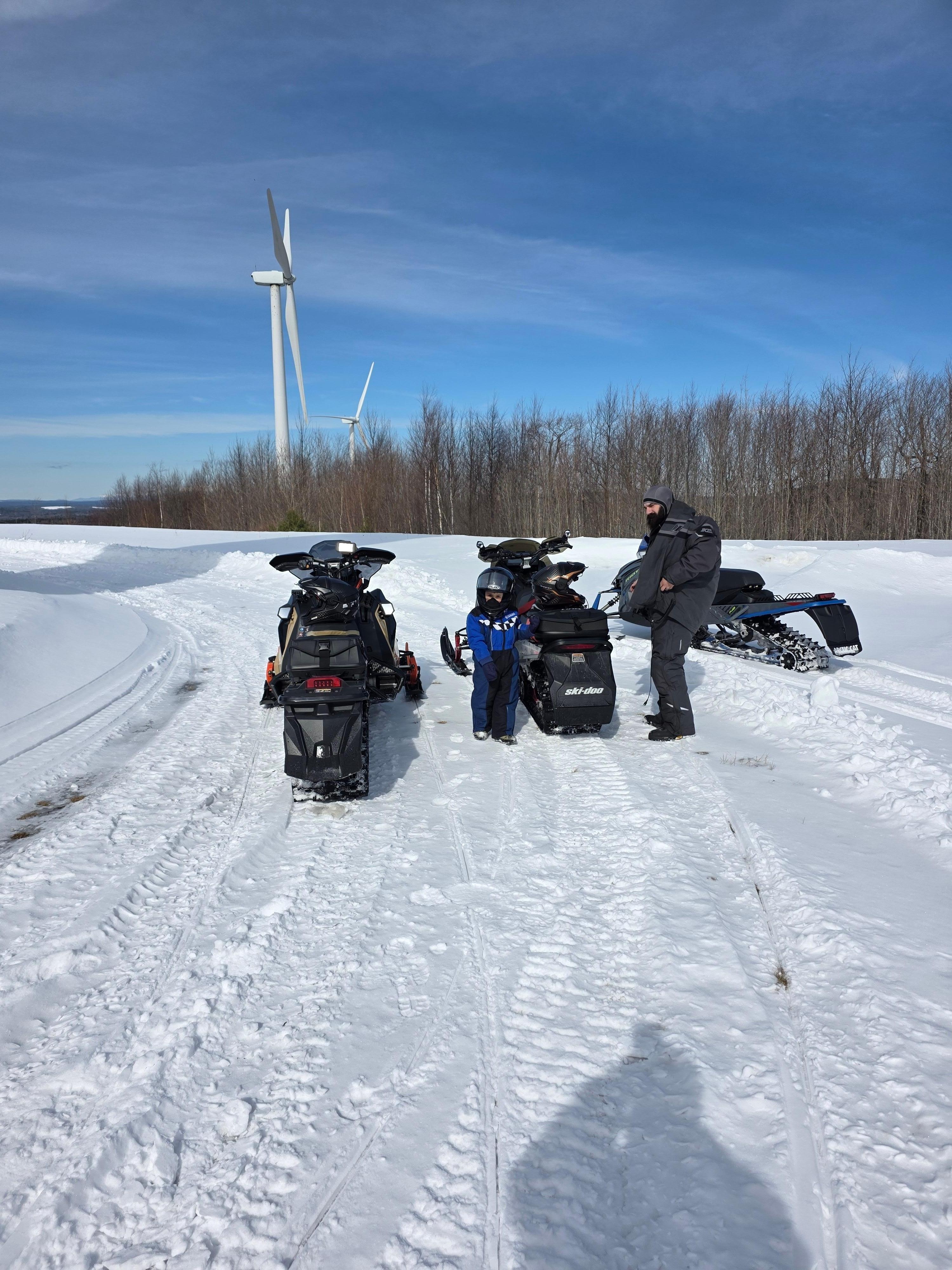Visited the windmills located nearby on the snowmobile trails.