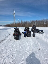 Visited the windmills located nearby on the snowmobile trails.