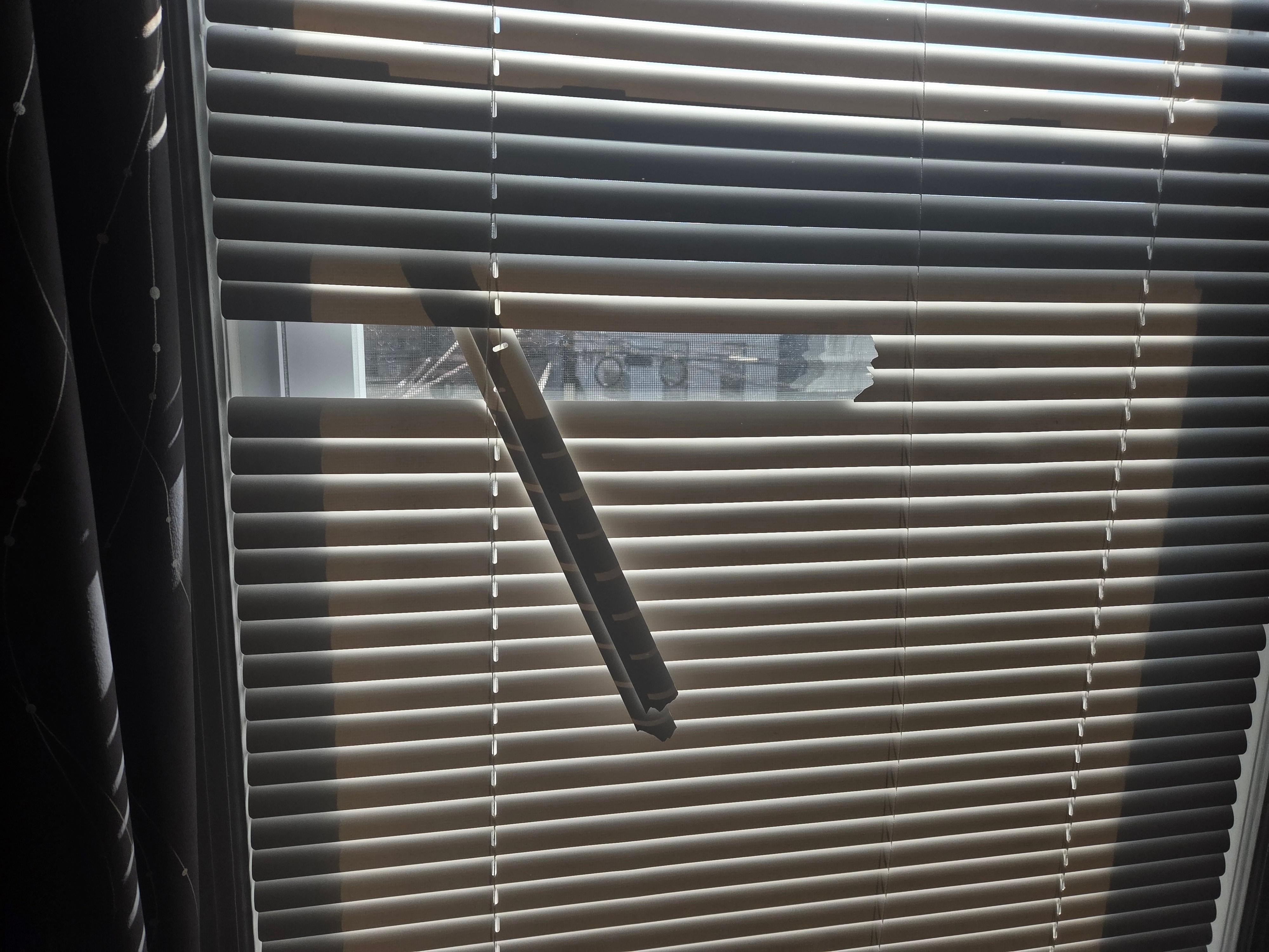 Broken blinds in most of the rooms.