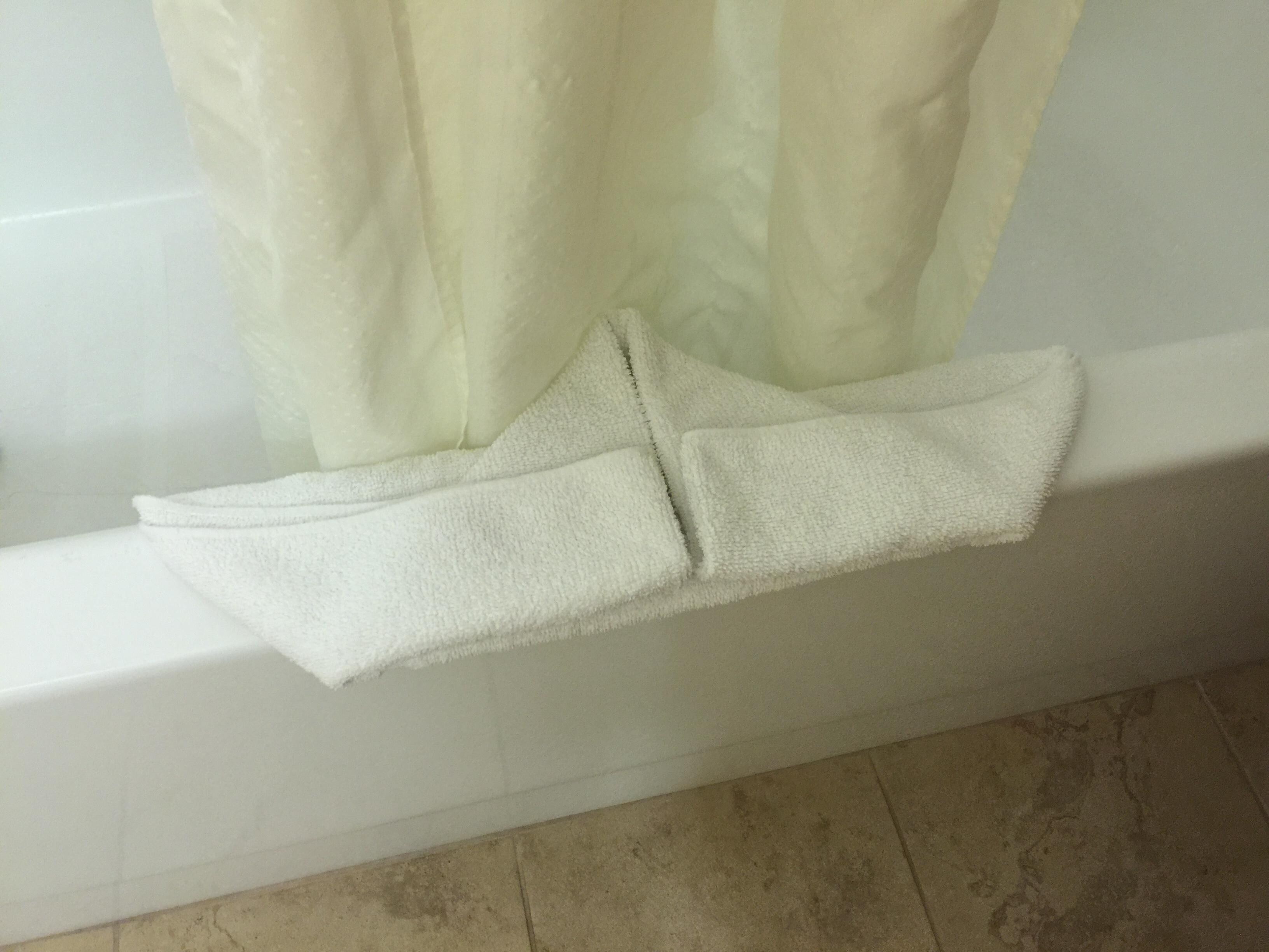 The bath mat folded into a boat was a unexpected touch.