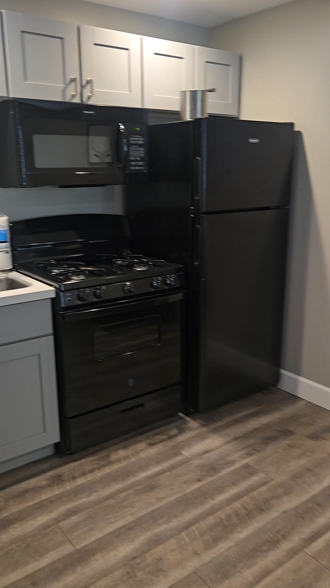 Microwave, stove/oven, fridge.