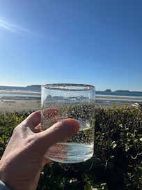 View from the beach chairs in front of hot tub