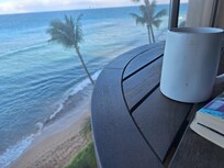 Morning coffee and a book on the lanai