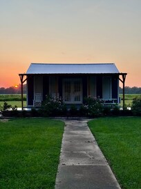 Sunset behind the cabin