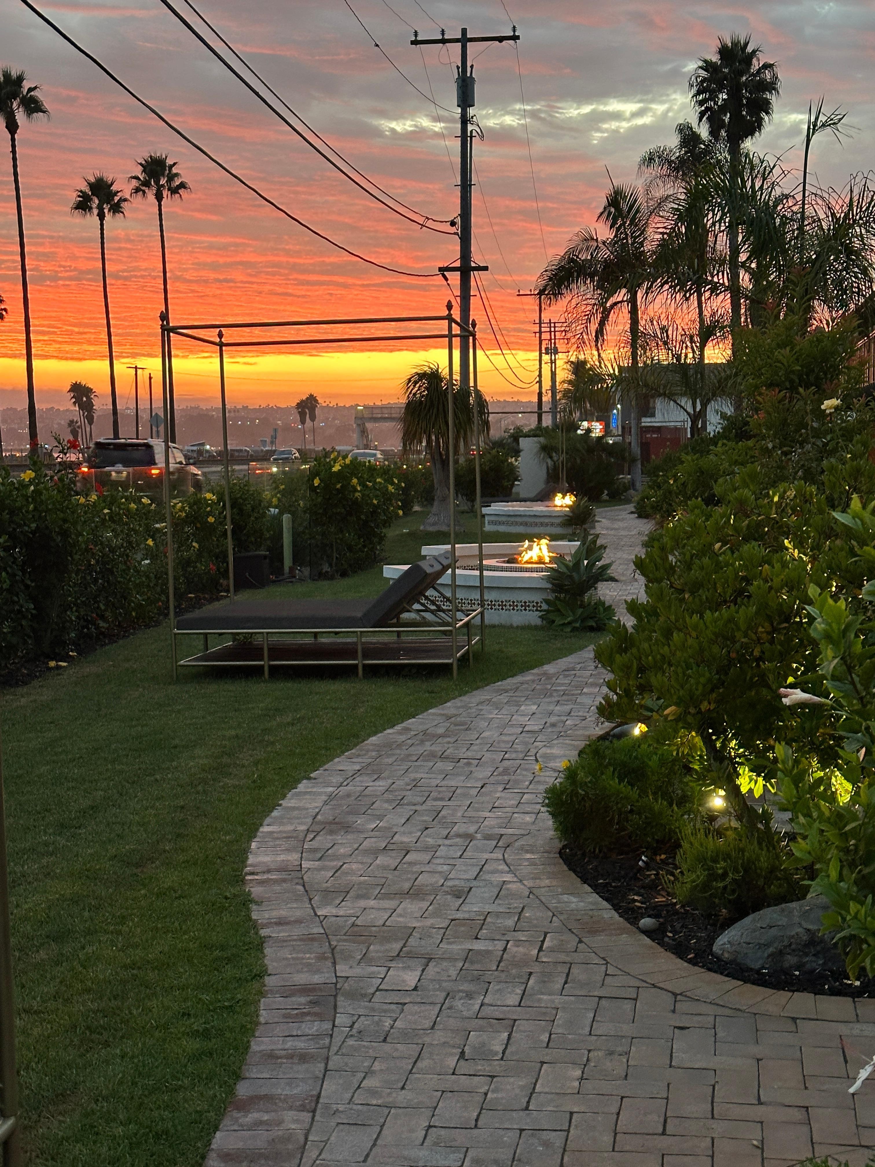 Relaxing lounges at sunset 