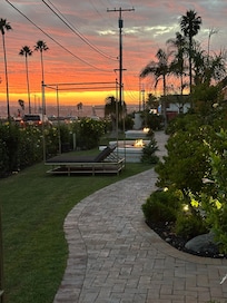 Relaxing lounges at sunset