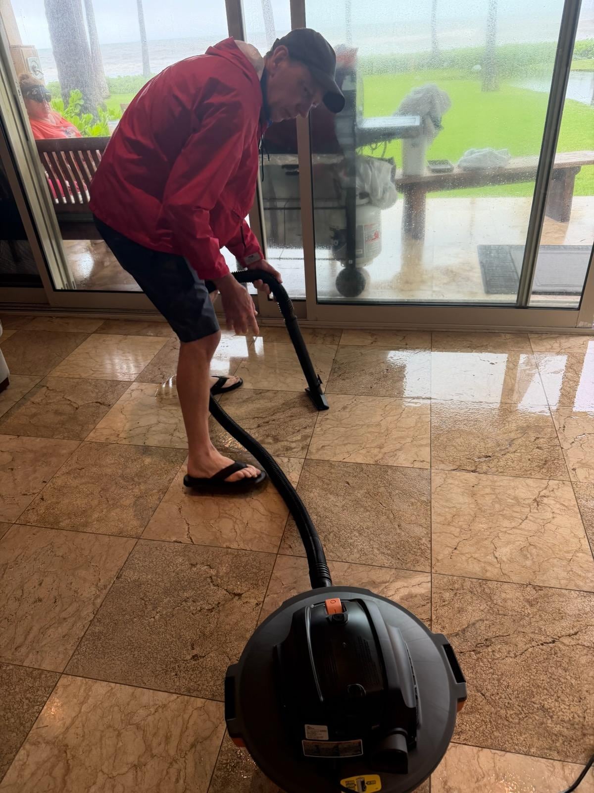 Had to buy a wet vac to remove the water so no one slipped or fell on the slick floor