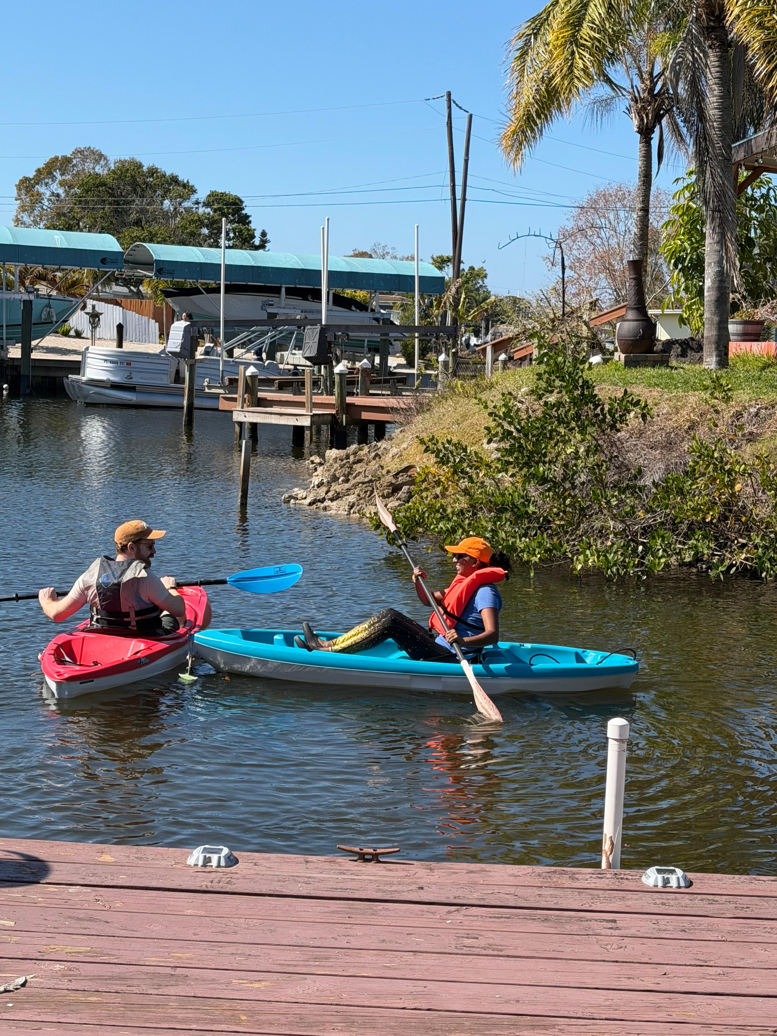 Enjoying provided amenities on property