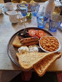 Great breakfast. Nice touch, Happy Birthday!