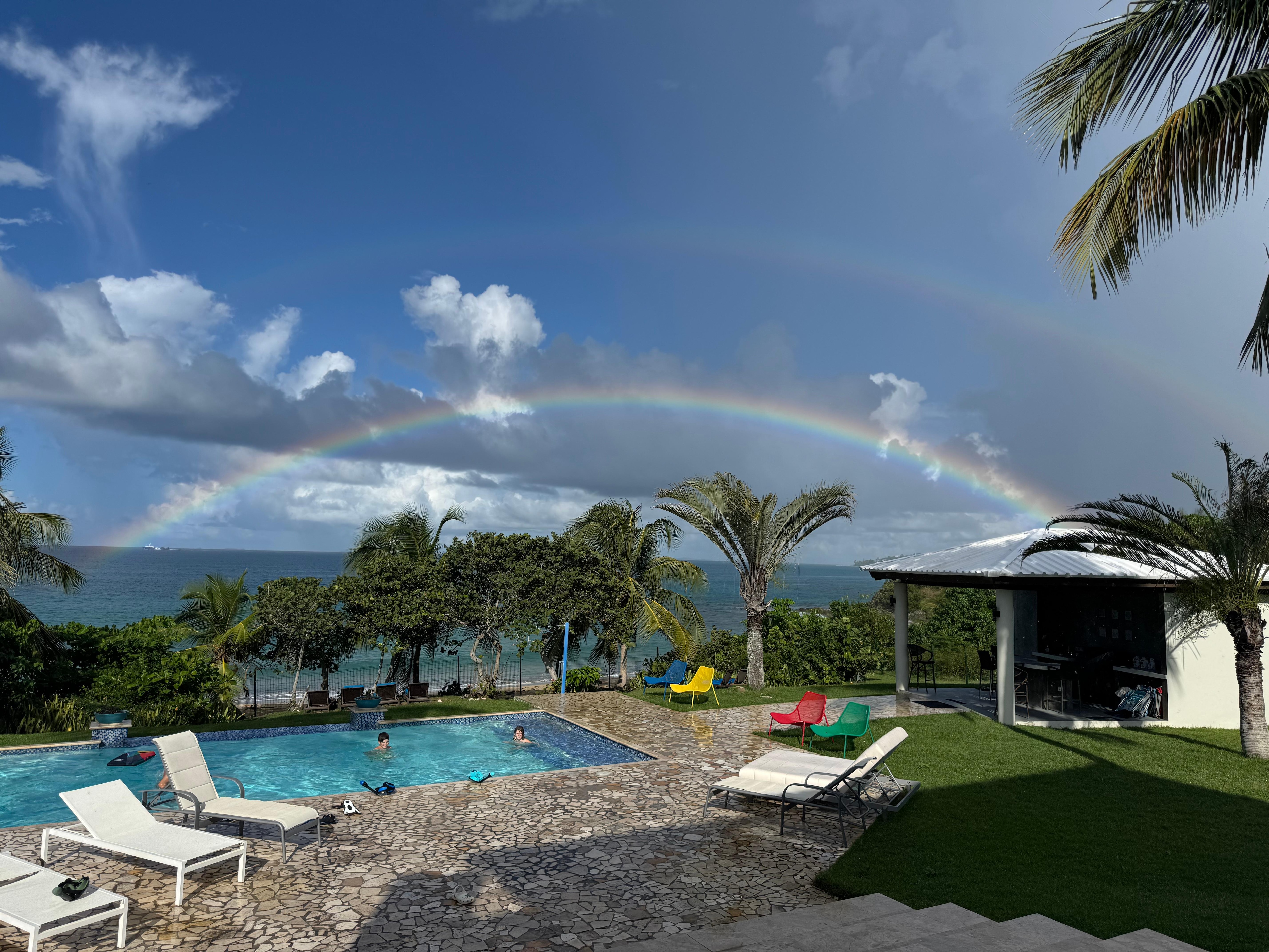 There was a double rainbow after a quick rainfall