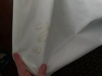 Stains in the sheets.