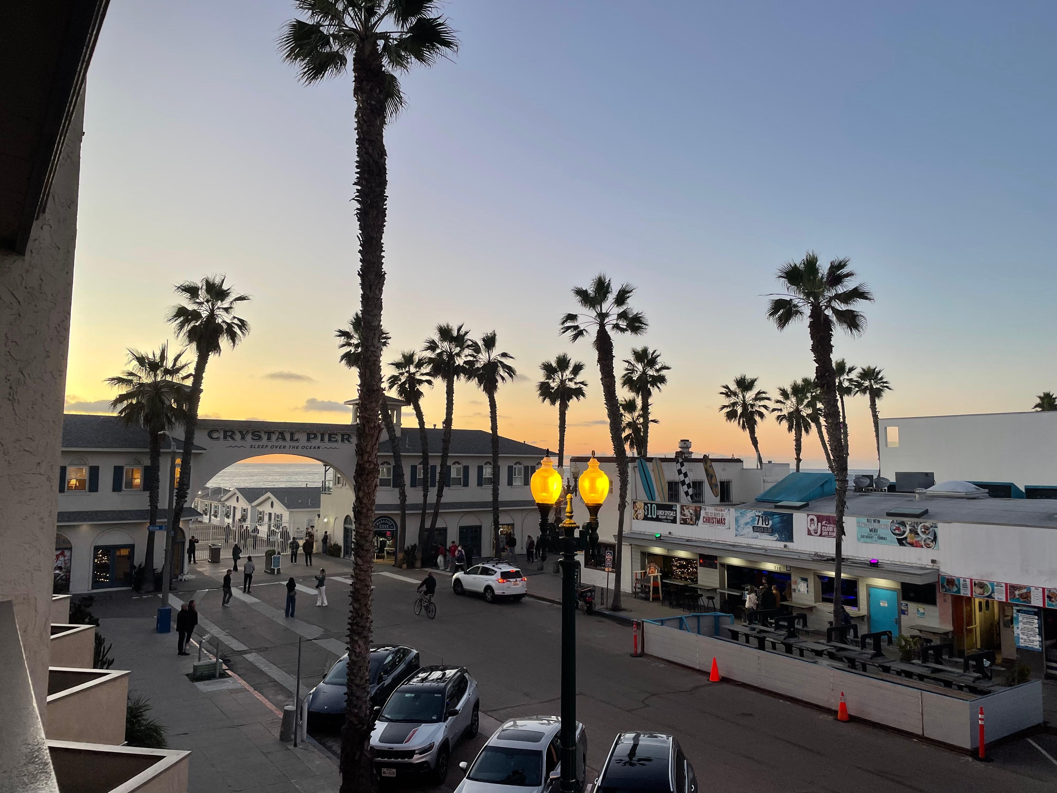 View from the balcony-- ocean and pier just steps away!