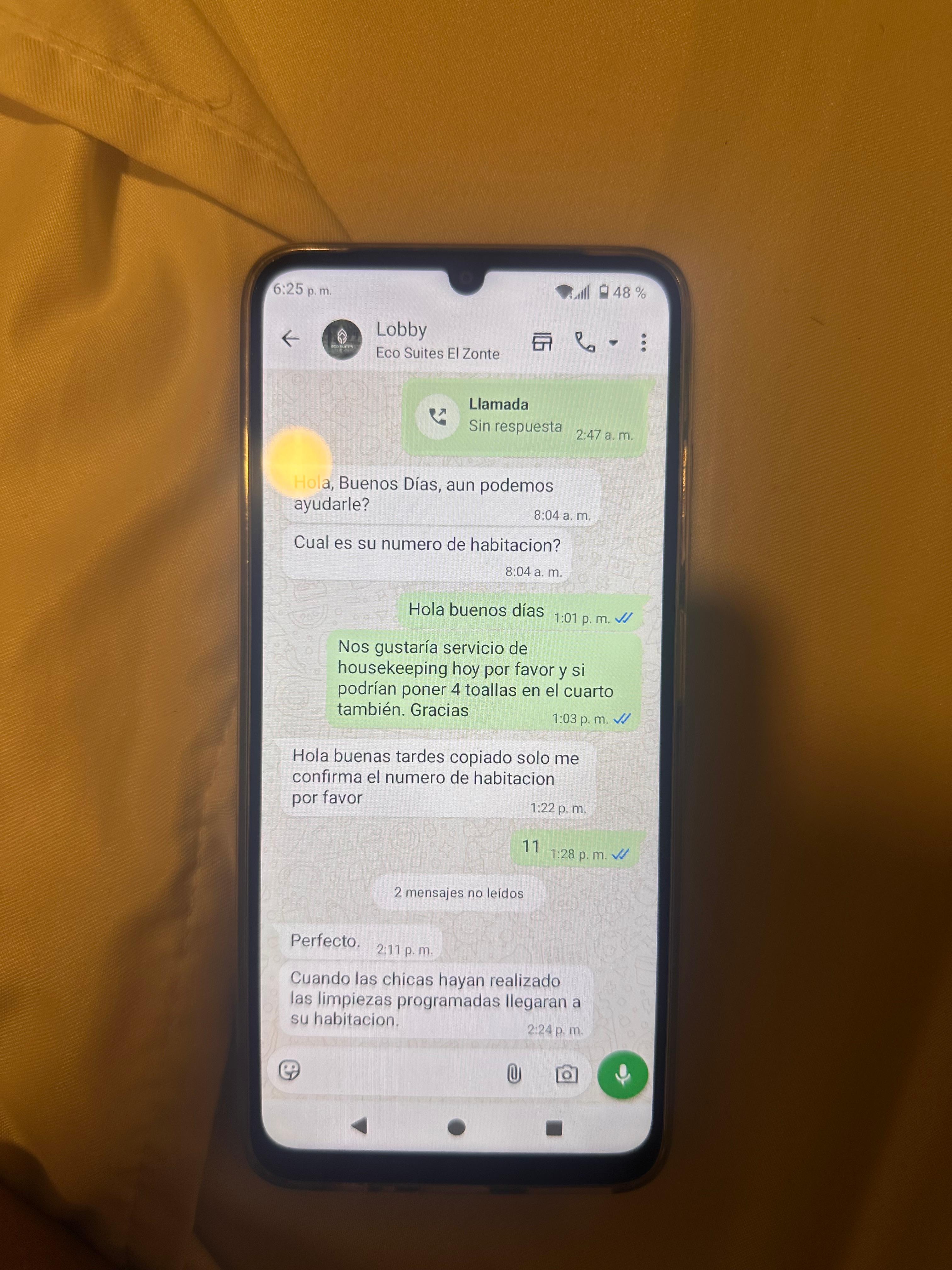 The housekeeping service I asked for but never received. 