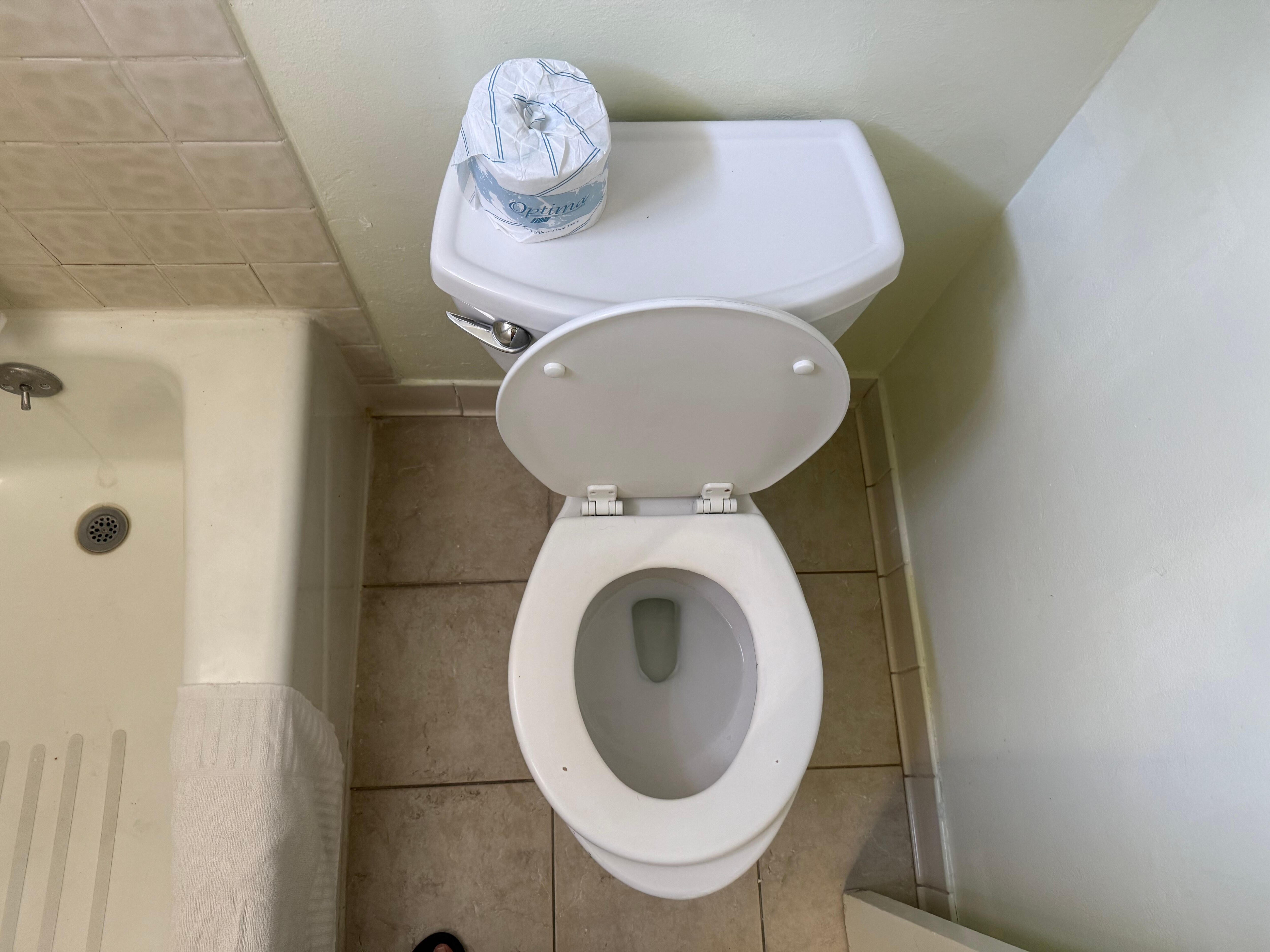 Round toilet seat on oblong toilet. What???