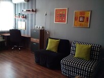 Living room with business deck.