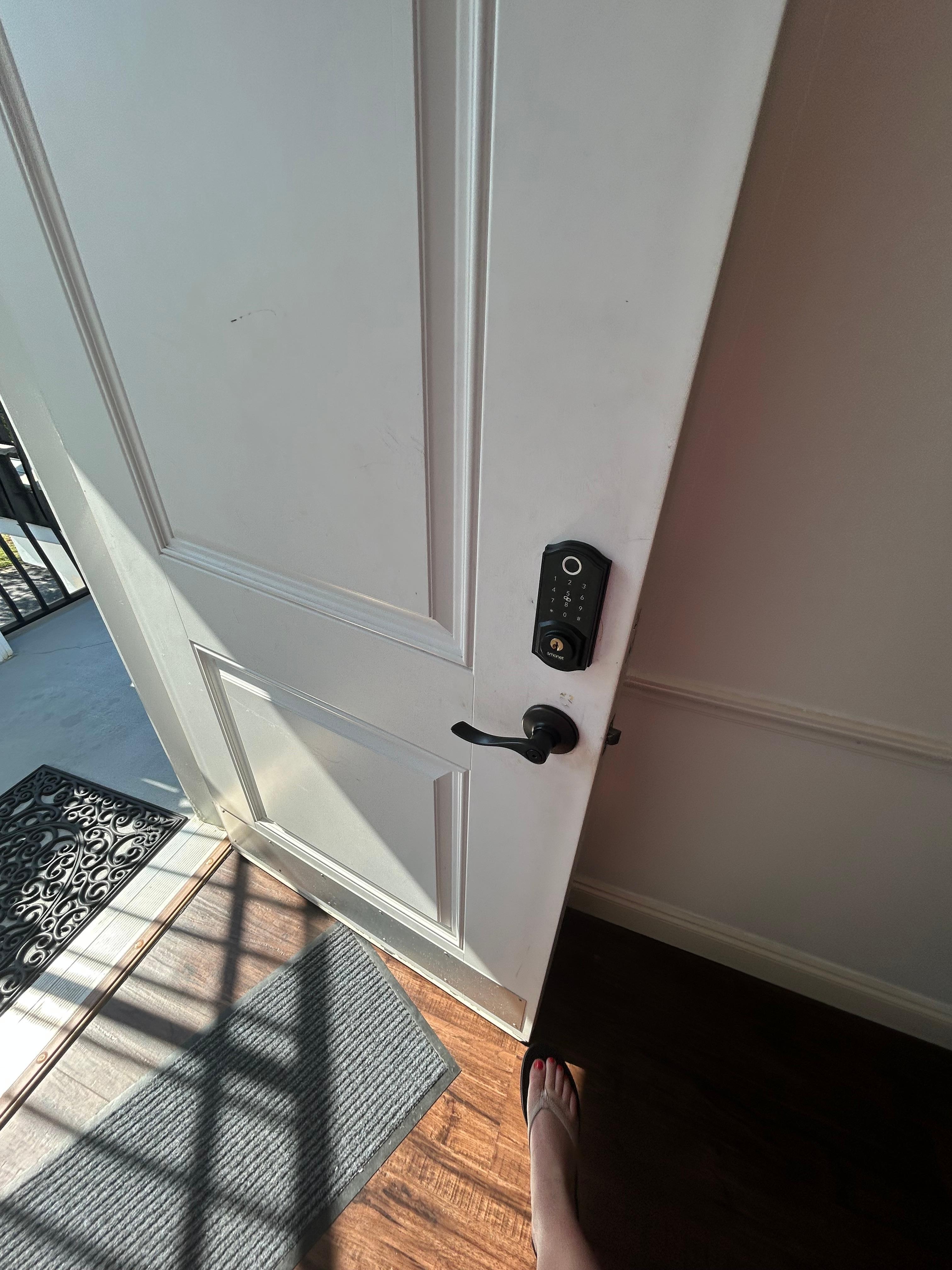 Door is supposed lock when you close it. We ended up keeping our stuff in our car.